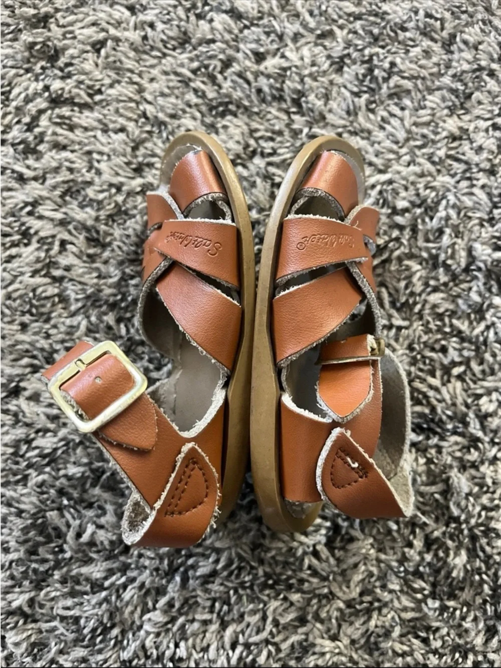 Salt-Water Sandals Original Tan Leather Strappy Size 4 Infant Boys Girls